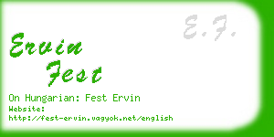 ervin fest business card